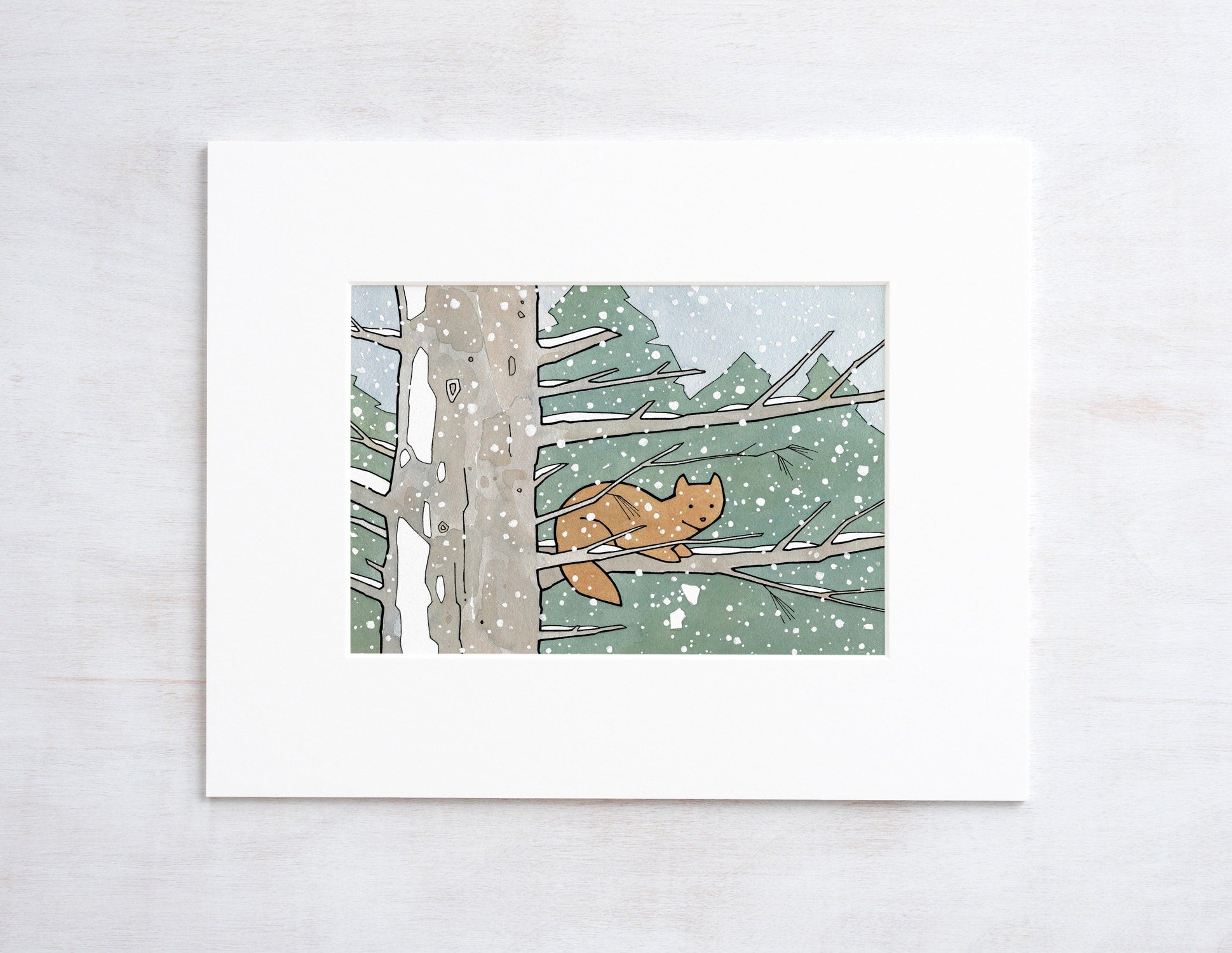 Pine Marten in Snow Print