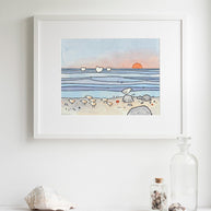 Beach Sandpipers and Whales Print