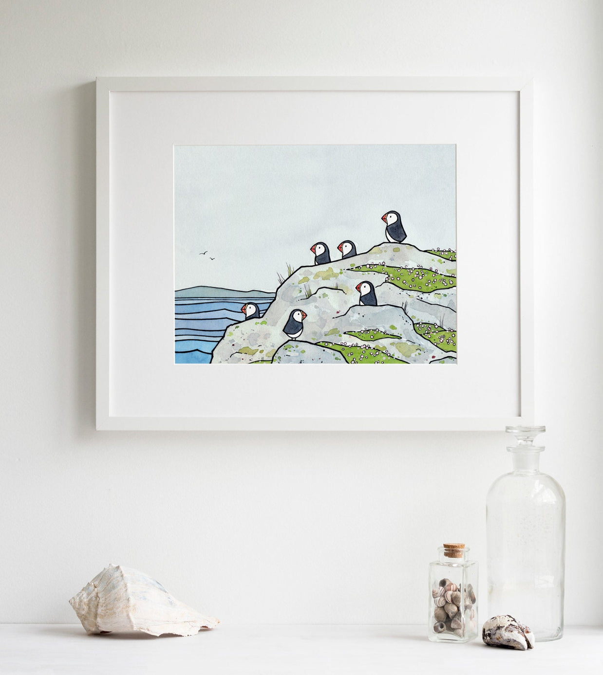 Puffins and Sea Thrift Print