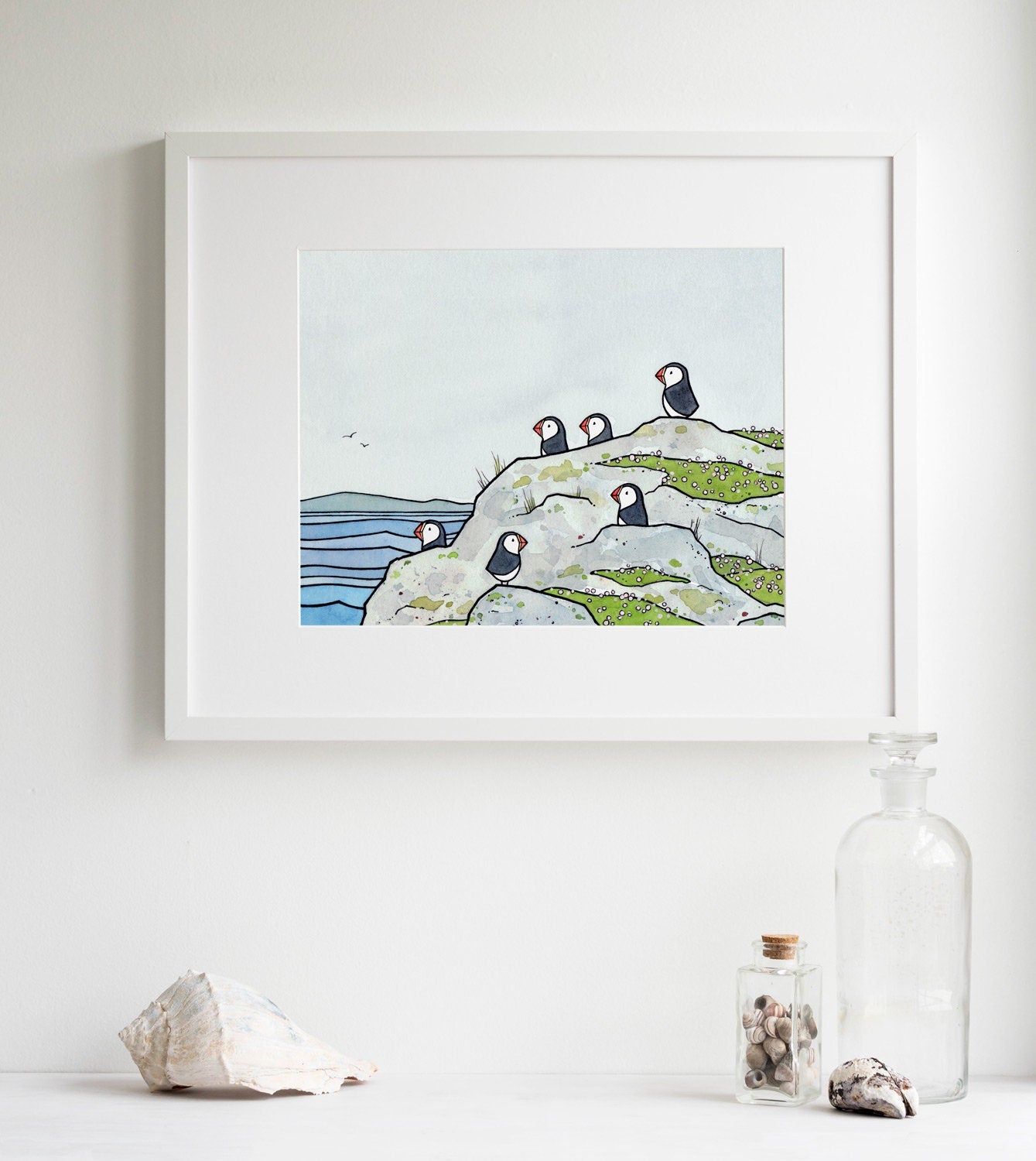 Puffins and Sea Thrift Print