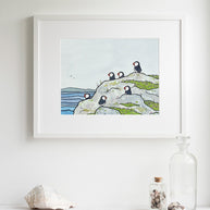 Puffins and Sea Thrift Print