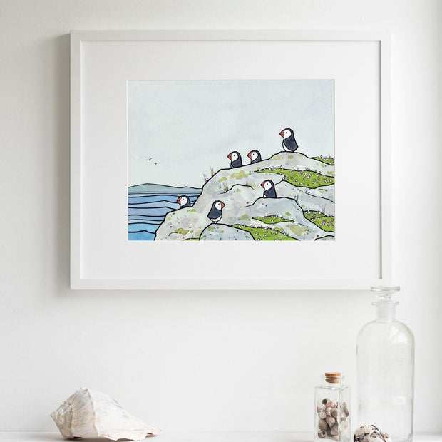 Puffins and Sea Thrift Print