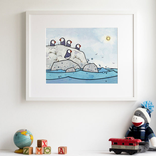 5 Puffins Print