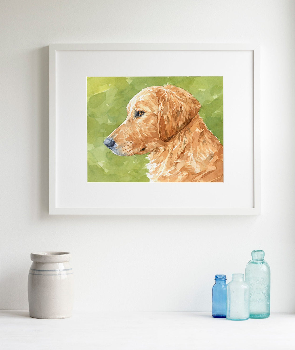 Golden Retriever Watercolor Portrait Print - Limited Edition Dog Art