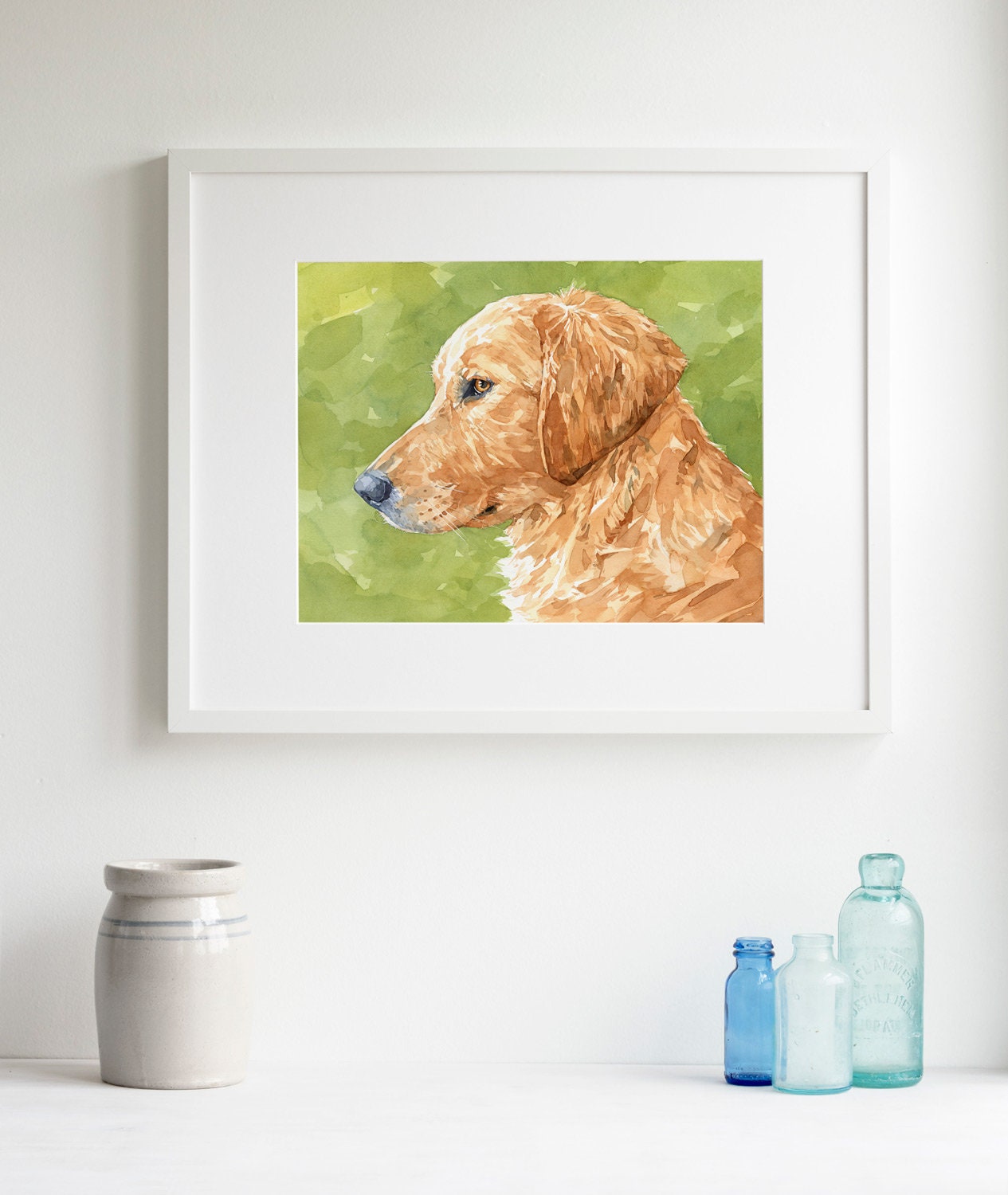 Golden Retriever Watercolor Portrait Print - Limited Edition Dog Art