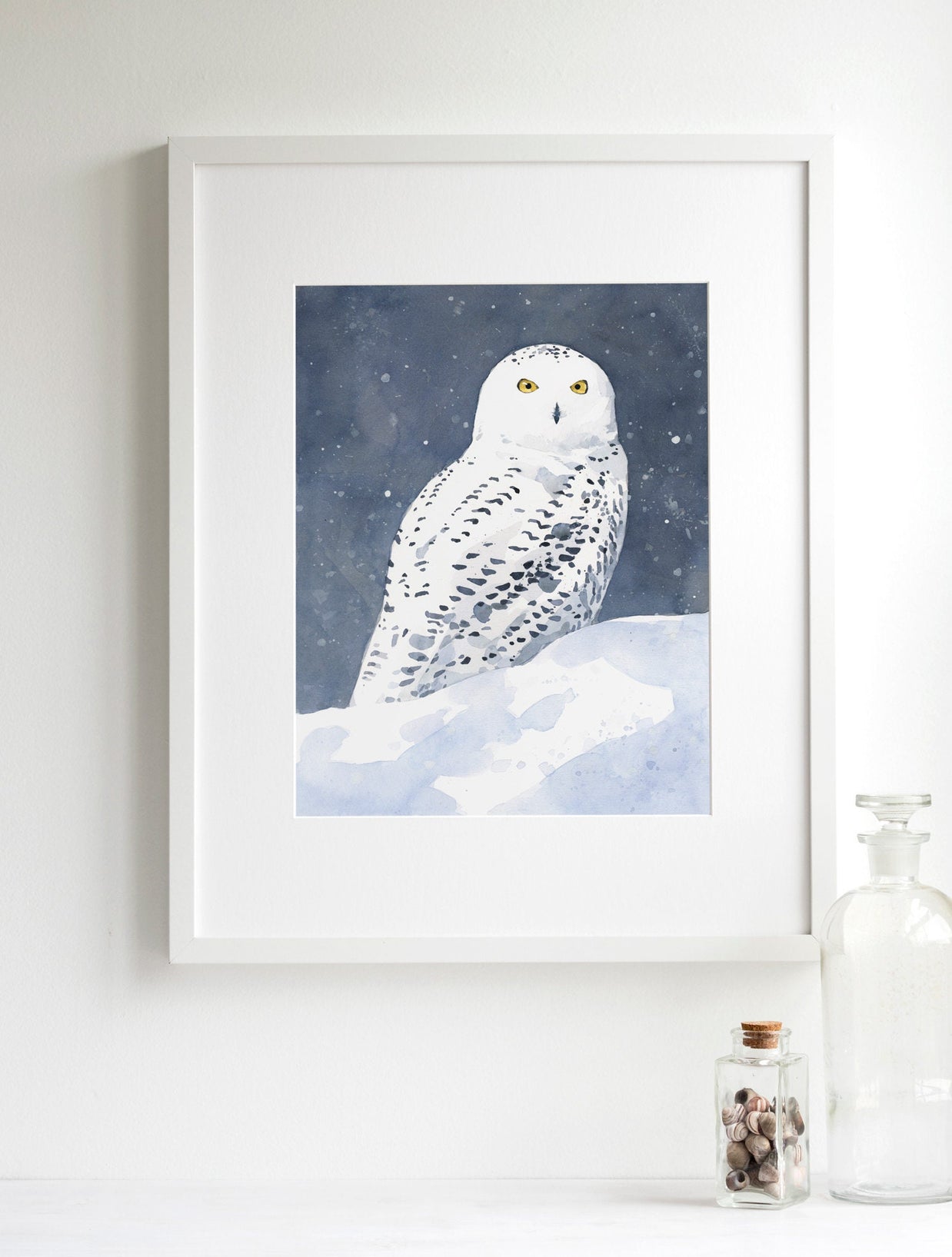 Snowy Owl in Snow Print