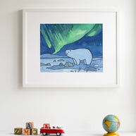 Polar Bear Northern Lights Print