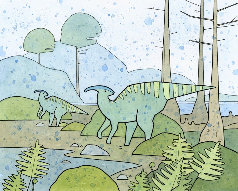 Parasaurolophus Duck-Billed Dinosaur Print