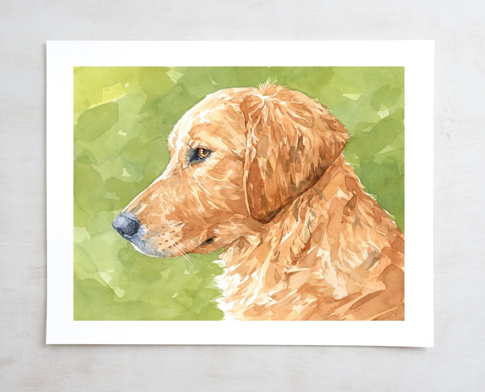 Golden Retriever Watercolor Portrait Print - Limited Edition Dog Art