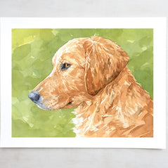Golden Retriever Watercolor Portrait Print - Limited Edition Dog Art