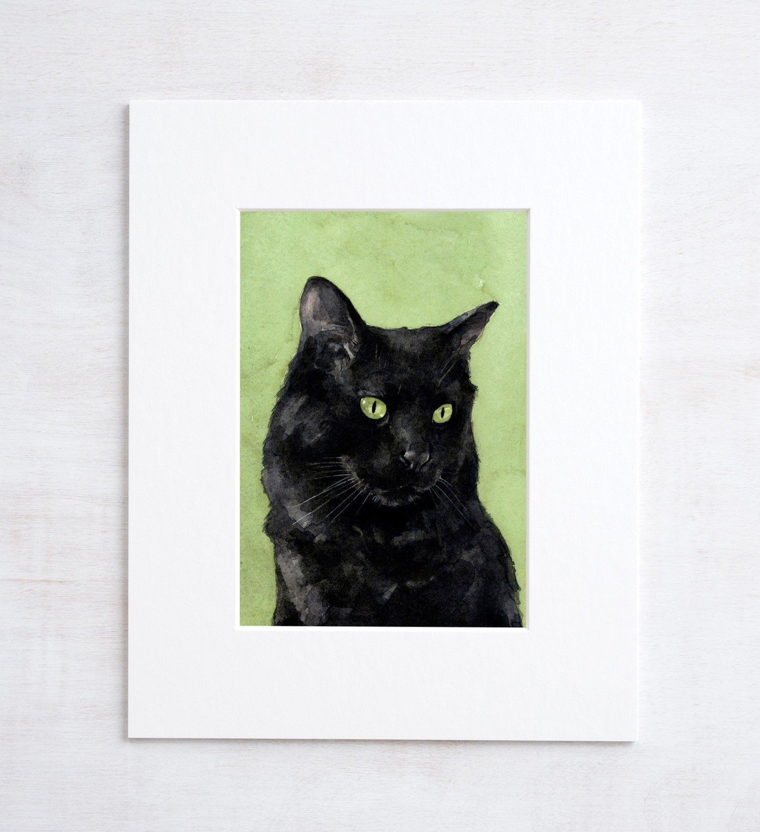 Black Cat Watercolor Print