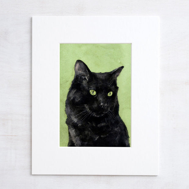 Black Cat Watercolor Print