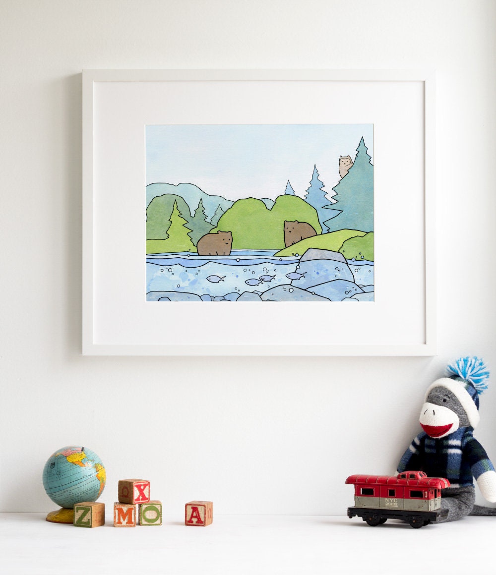 Bears and Owl Print