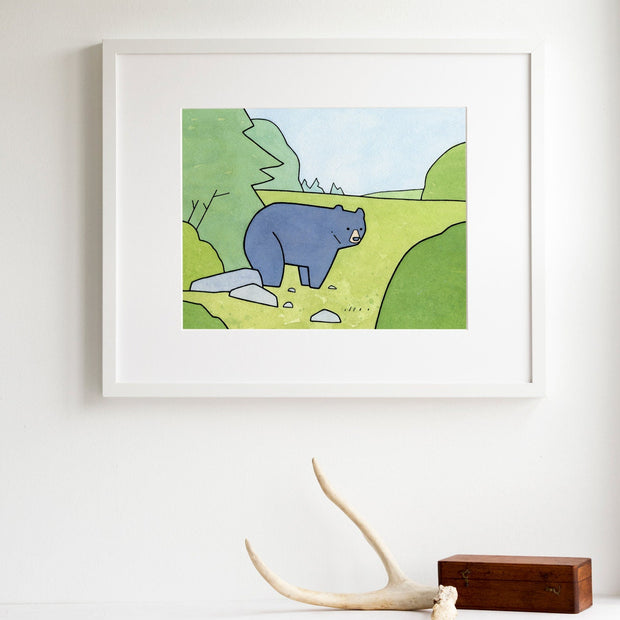 Black Bear Art Print: Whimsical Woodland Decor