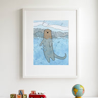 River Otter Swimming Print