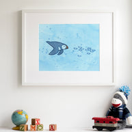 Diving Puffin Watercolor Art Print