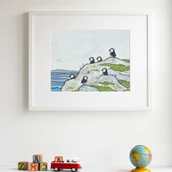 Puffins and Sea Thrift Print