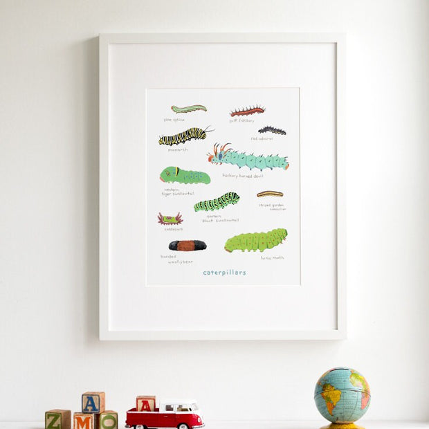 Caterpillars Art Print: Watercolor Nature Painting