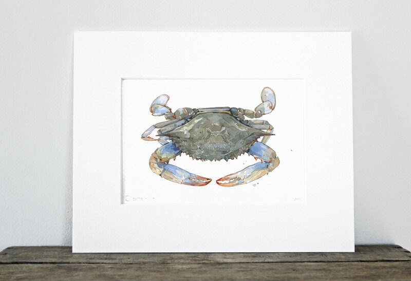 Blue Crab Watercolor Print