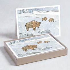 Bison in Snow Card Set