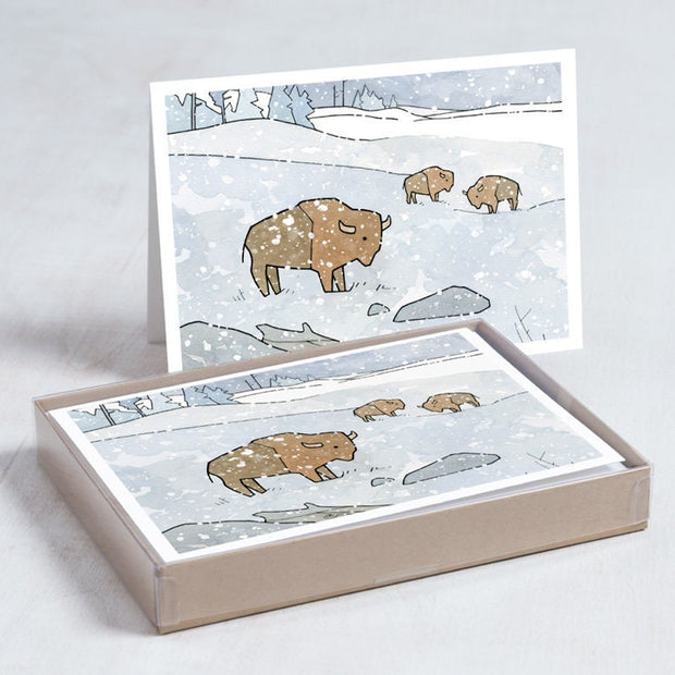 Bison in Snow Card Set