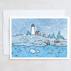 Whale Coastal Christmas Card Set