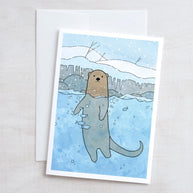 River Otter Winter Card