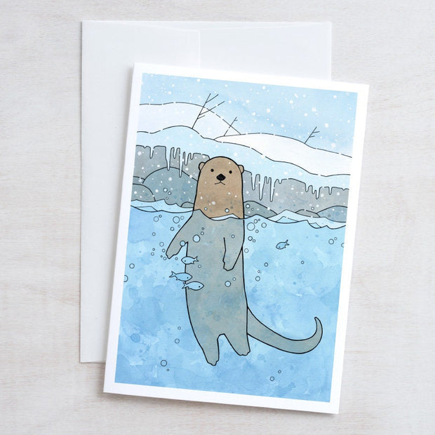 River Otter Winter Card