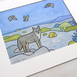 Coyote and Bats Art Print: