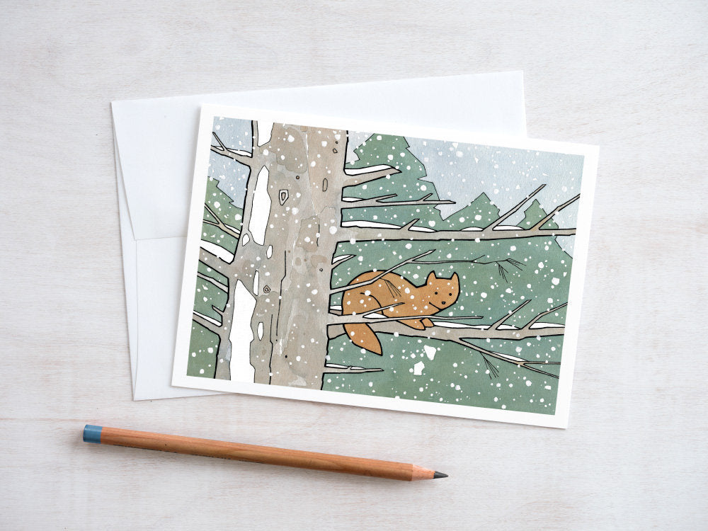 Pine Marten Winter Card