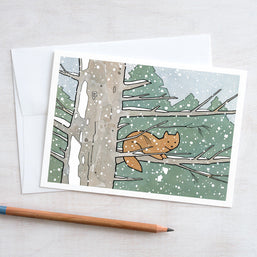 Pine Marten Winter Card