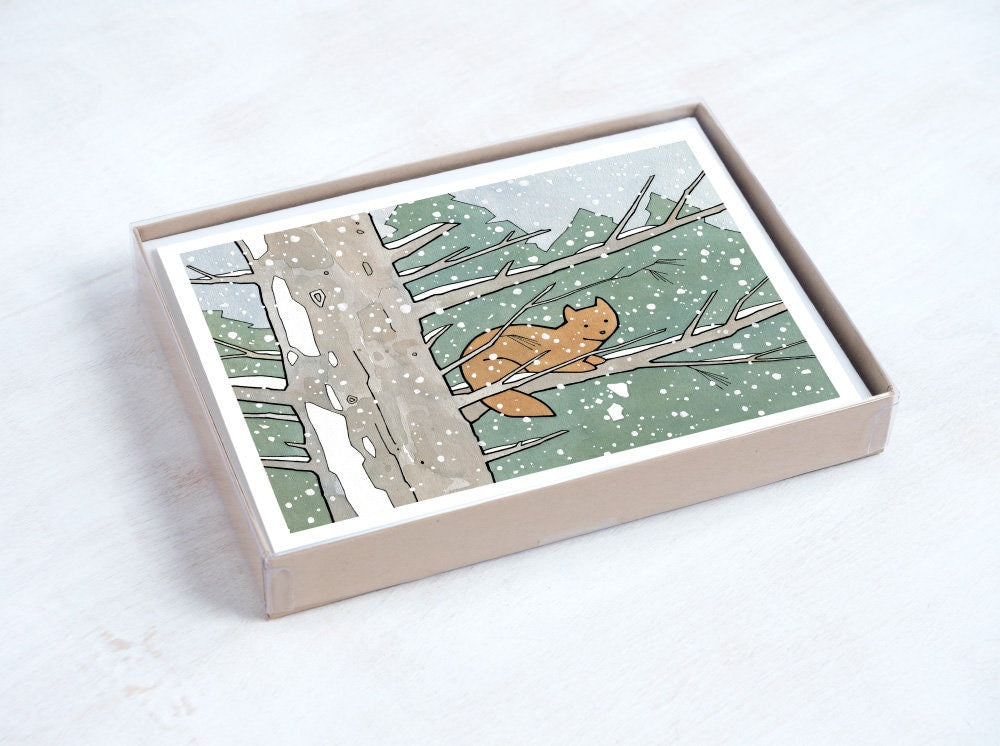 Pine Marten Winter Card Set