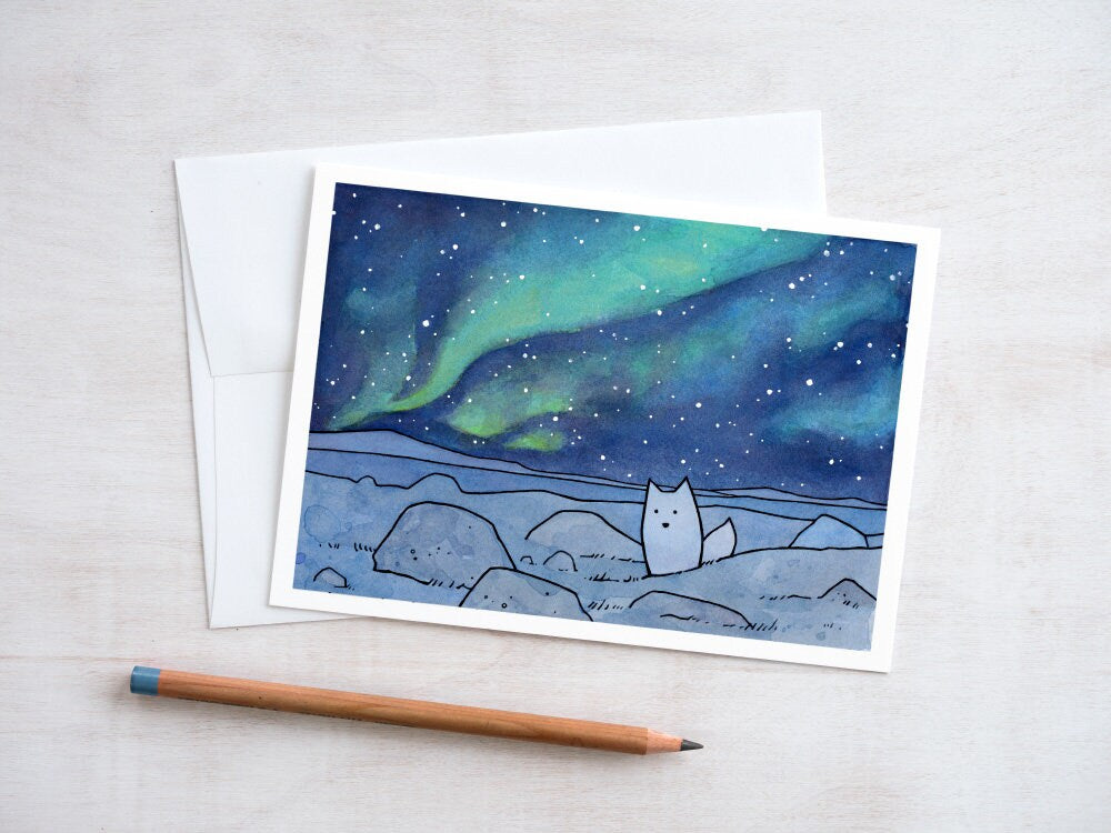 Arctic Fox Northern Lights Card Set
