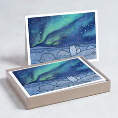 Arctic Fox Northern Lights Card Set