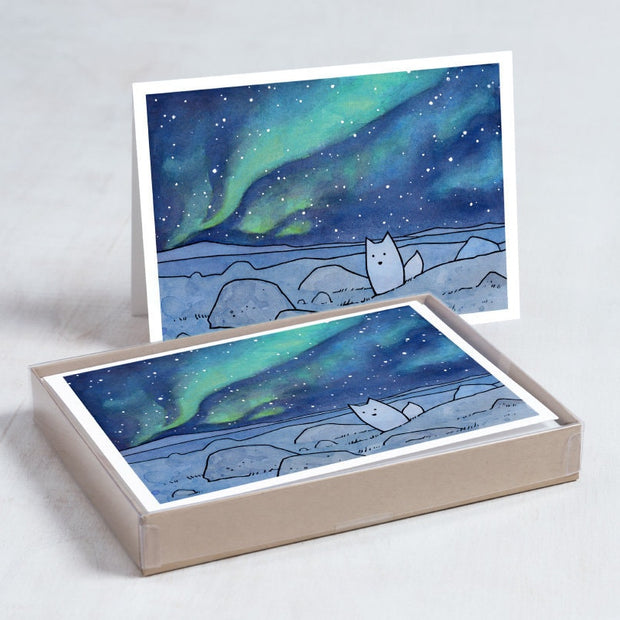 Arctic Fox Northern Lights Card Set