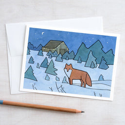 Red Fox Christmas Tree Farm Card Set