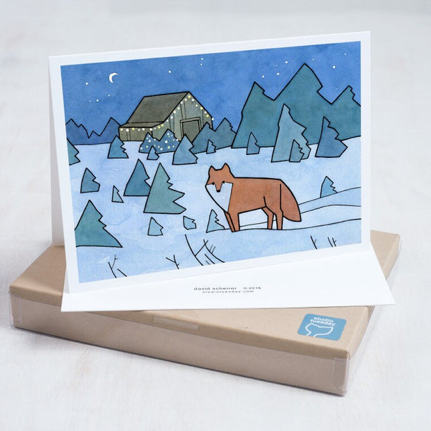 Red Fox Christmas Tree Farm Card Set