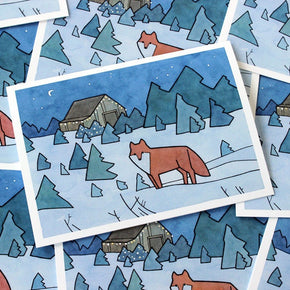 Red Fox Christmas Tree Farm Card Set