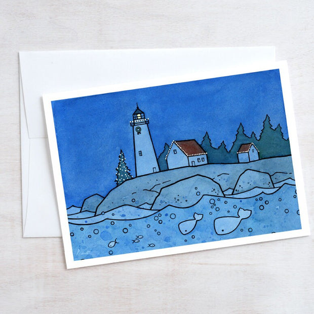 Whale Coastal Christmas Card Set