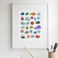 Minerals Alphabet Watercolor Print