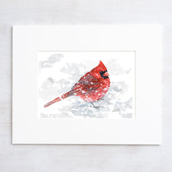 Red Cardinal in Snow Print
