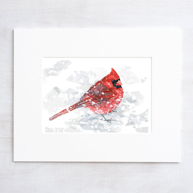 Red Cardinal in Snow Print