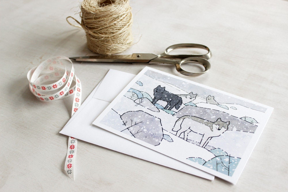 Wolf Pack in Snow Card