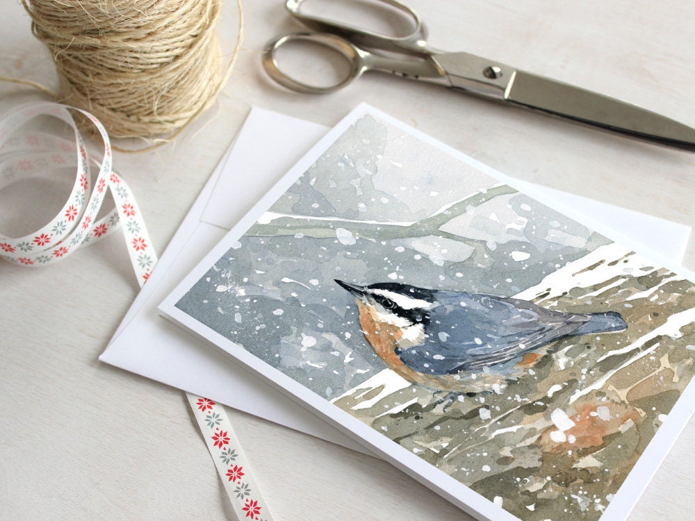 Nuthatch Bird in Snow Card