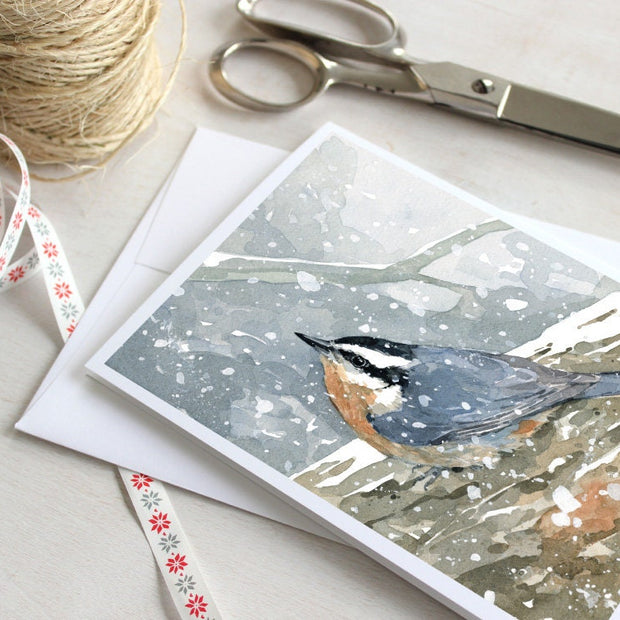 Nuthatch Bird in Snow Card