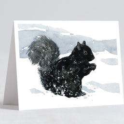 Black Squirrel in Snow Card