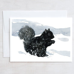 Black Squirrel in Snow Card