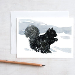 Black Squirrel in Snow Card