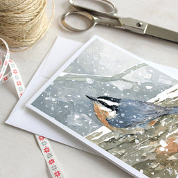 Nuthatch in Snow Print