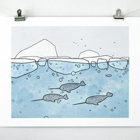Narwhal Swimming Print